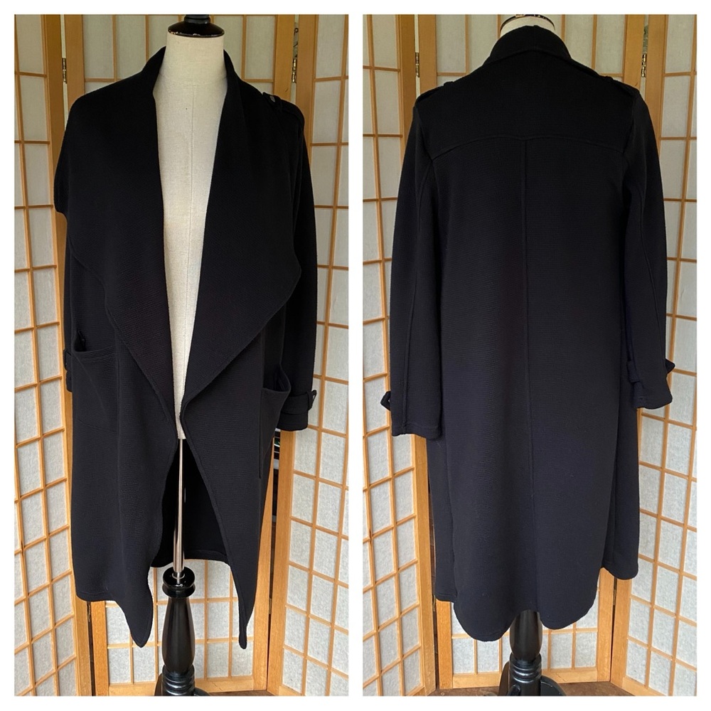 BB Dakota Black Knit Long Open Front Cardigan Coat SZ XS